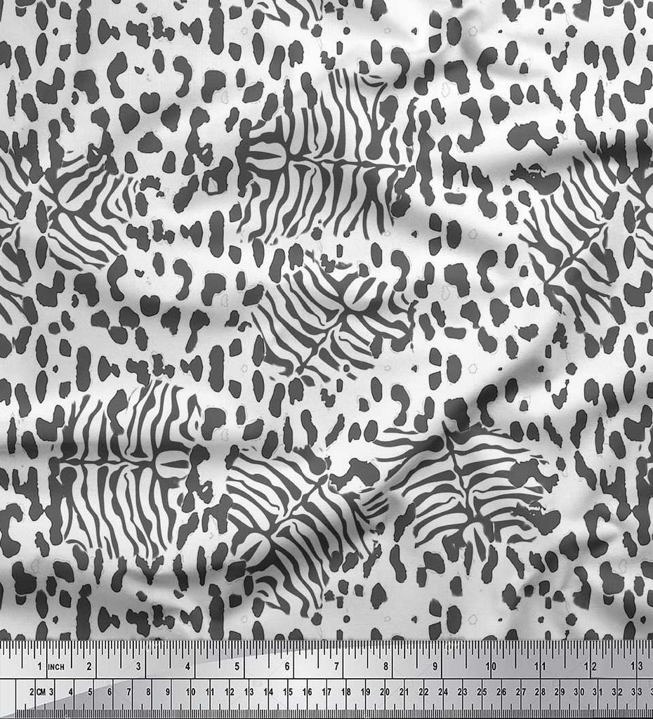 Soimoi Белая полиэфирная креповая ткань с принтом из шкуры животных леопарда и тигра, 42 дюйма по метрам