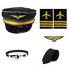 Flight Captain Outfits Captain Hat Uniform Epaulettes Neck Tie Halloween Stewardess Costume Flight Attendant Cosplay Set