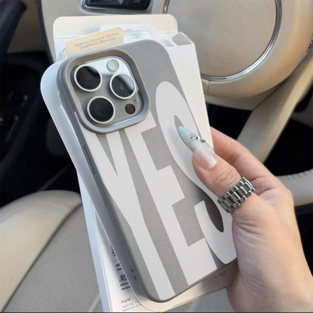 Чехол с дизайном "Да и Нет" для пары для iPhone 17 Air 16 15 14 13 12 11 Pro Max Plus X Мягкий защитный чехол с текстурой личи, ударопрочный