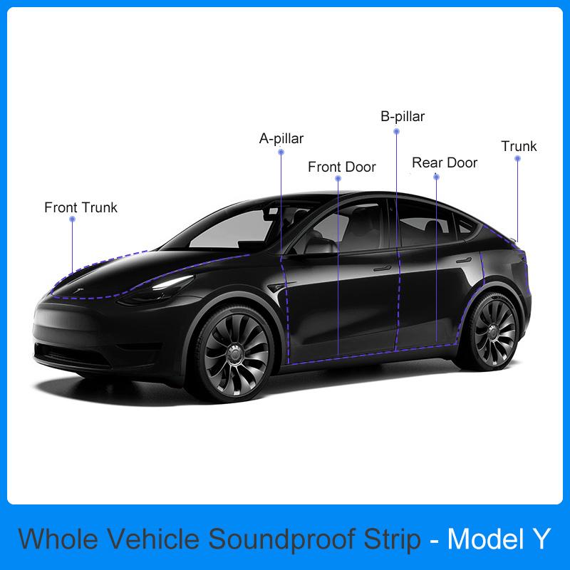 For Tesla Model 3/Y 2017-2025 Door Seal Kit Soundproof Rubber Weather Draft Seal Strip Sunroof Seal Wind Noise Reduction Kit