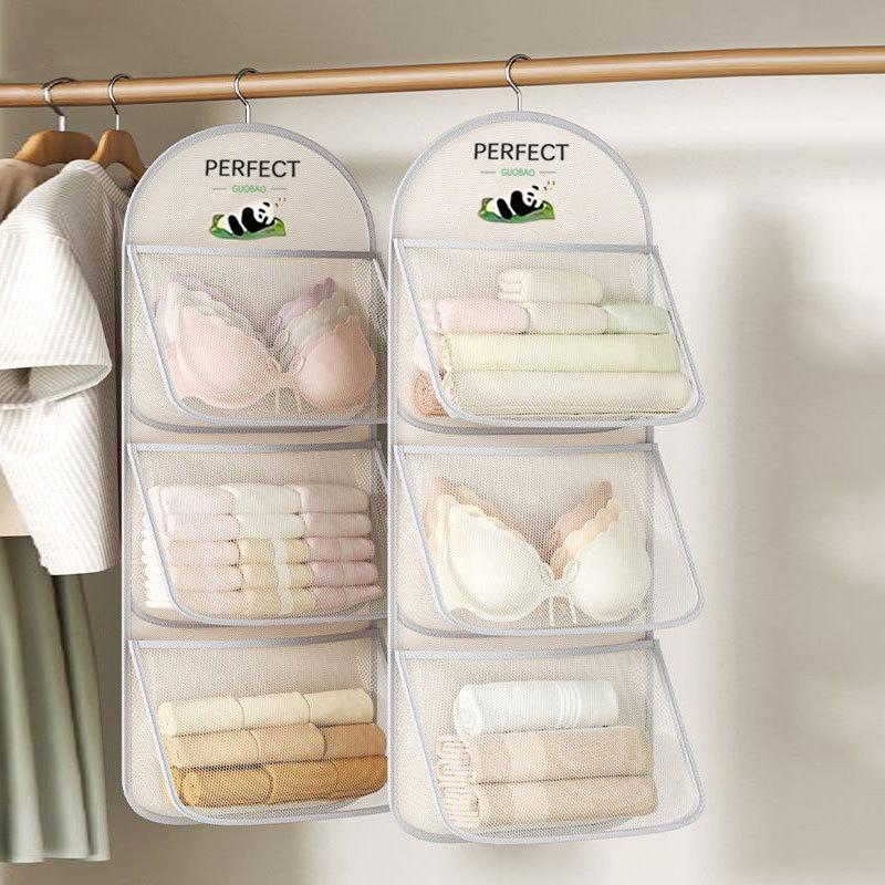 Single/Double/Three-Layer Hanging Mesh Bag Closet Dormitory Hanging Bag Net Bag Underwear Storage Bag