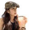 Hong Kong style ins niche design leopard print forward hat female YK street hottie cap retro versatile beret
