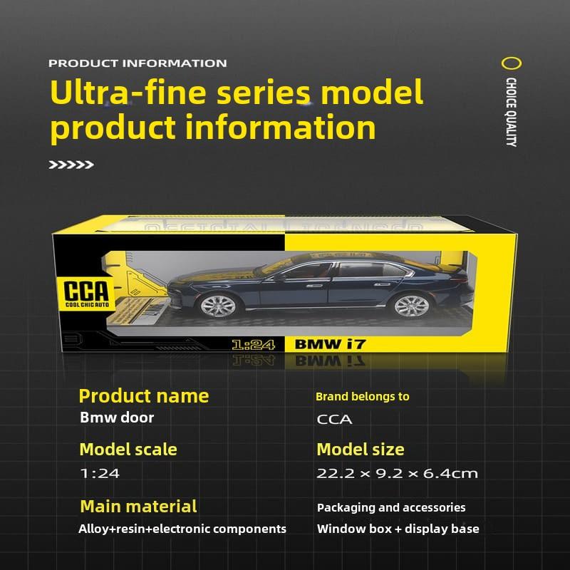 Трендовая симуляция 1:24 BMW I7 G70 Модель легкосплавного автомобиля с коробкой для демонстрации коллекции Миниатюрный автомобиль для дома Декоративные украшения Детские игрушки Мужской автомобиль Подарок