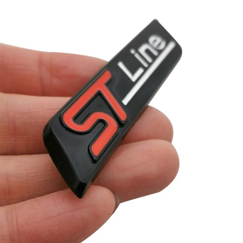 New Metal Red Blue ST line Sticker Car Head Emblem Badge Chrome Sticker for FIESTA FOCUS MONDEO Auto Car Styling