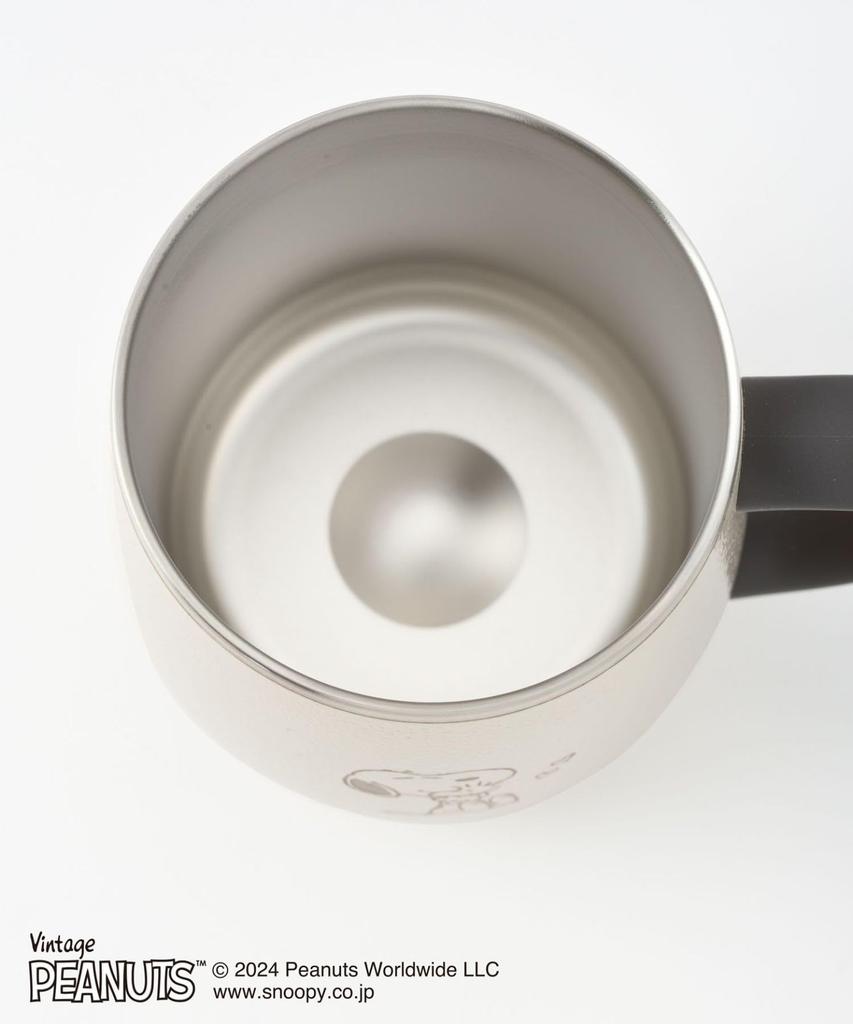 BRUNO Кружка из нержавеющей стали PEANUTS с крышкой, короткая, 320 мл, кружка Snoopy, вакуумная, двухслойная, из нержавеющей стали, для удаленной работы, кемпинга, на открытом воздухе, экрю, термо/холодная