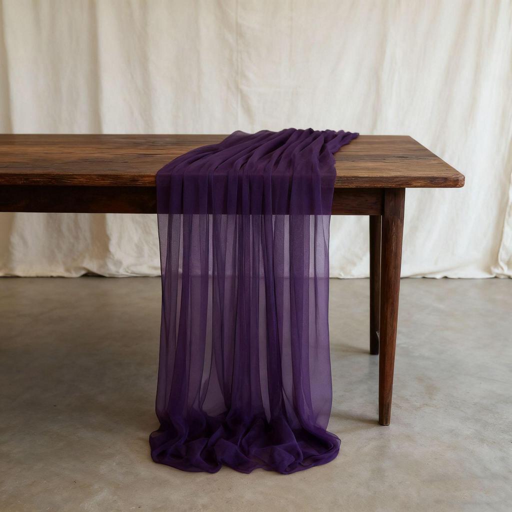 Nordic Wedding Voile Table Runner: Solid Chiffon Crepe Decoration for Dining and Parties