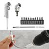 Right Angle Impact Drill Adapter Set 1/4" Hex Shank Driver Angle Extension and Flexible Angle Extension Bit for Screwdriver