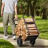 Firewood Log Cart, 113.4 kg Capacity, Outdoor and Indoor Wood Rack Storage Mover with PU Wheels & Waterproof Cloth, Heavy Duty Steel Dolly Hauler,