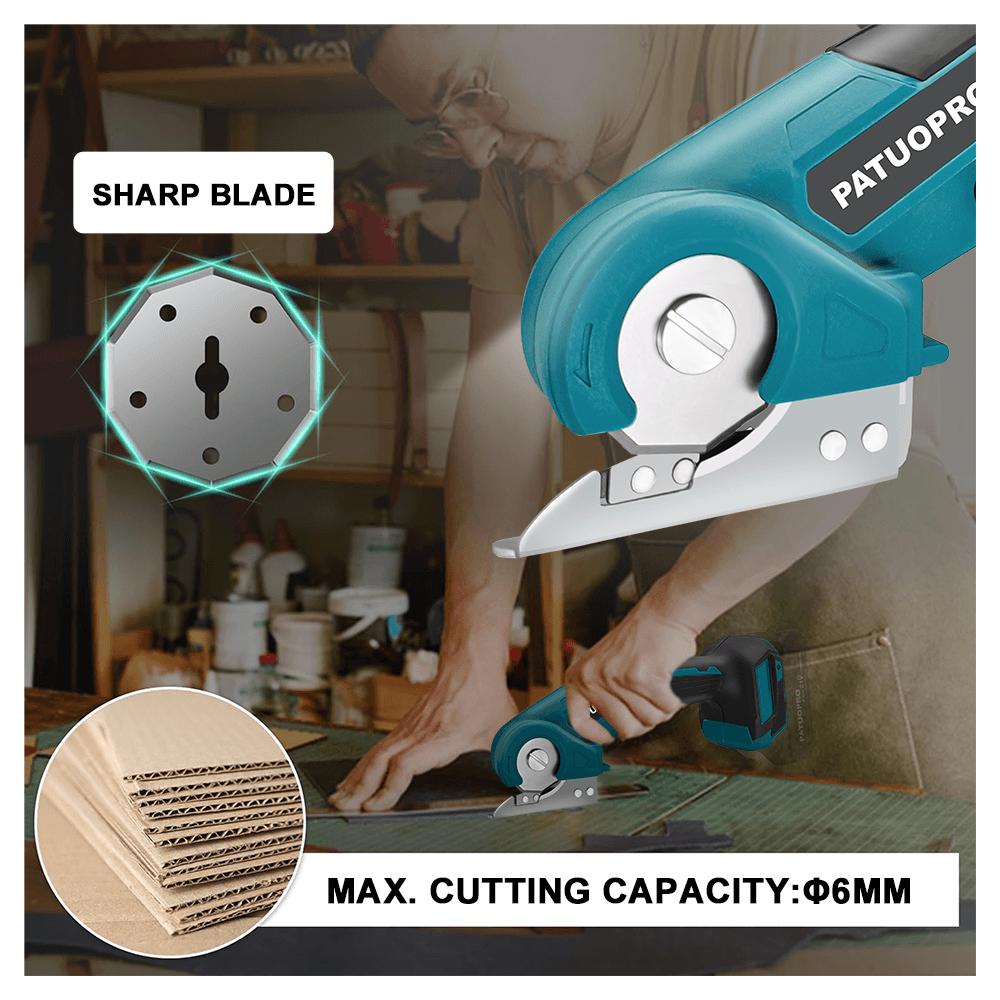 PATUOPRO 6мм Аккумуляторные электрические ножницы Дисковый нож Секатор Ковер Ткань Пластик Кожа Резка Электроинструмент Для аккумулятора Makita 18В
