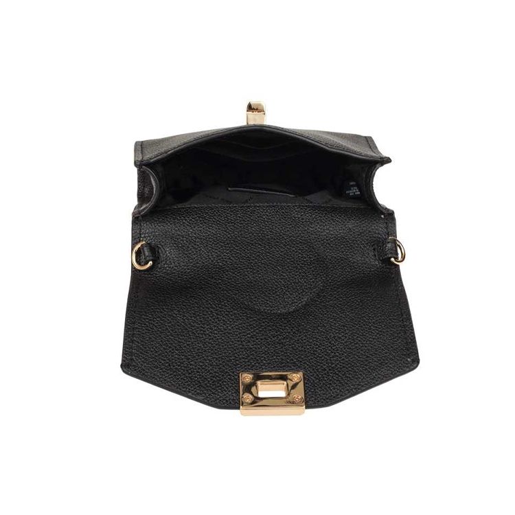 Michael Kors Женская сумка-мессенджер Cassie, однотонная, с золотой пряжкой, клапаном, фактурная кожа, Черная 35H8GT6C5L-BLACK