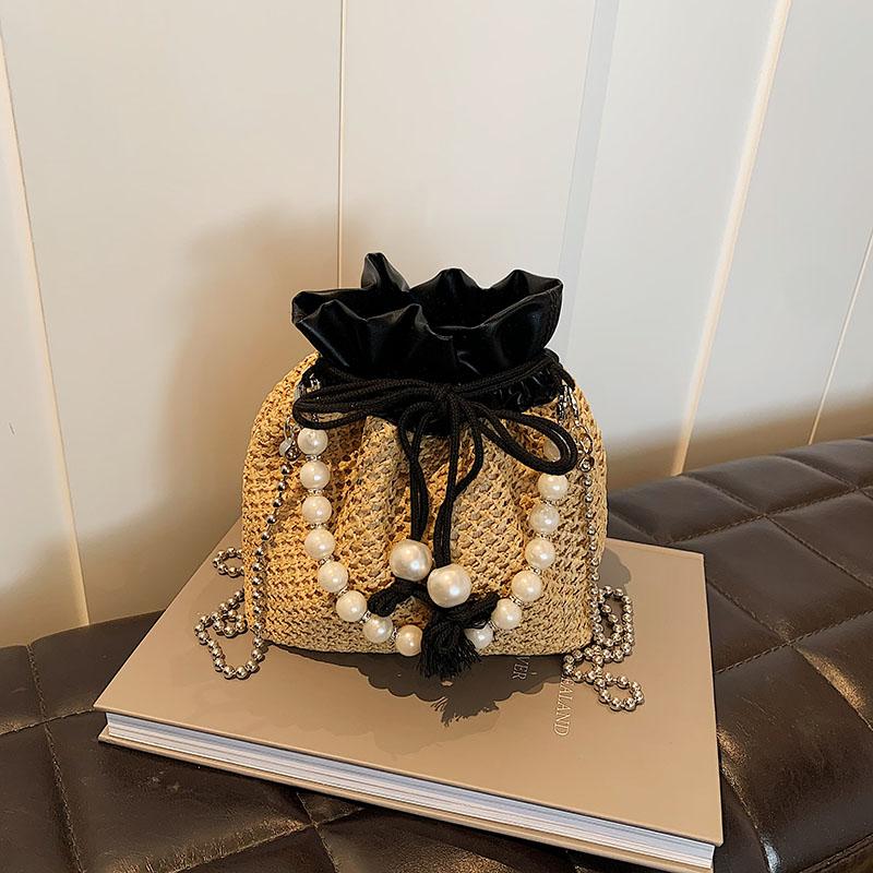 Маленькая сумка из ткани Grass, усовершенствованная сумка Pearl Sensation, открывающаяся через шнур, универсальная, модная, с хорошим обзором, сумка на цепочке через плечо