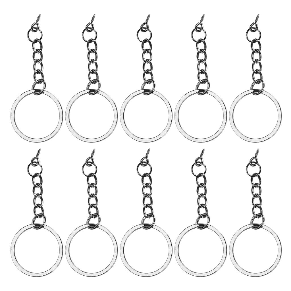 10 шт. DIY брелок с цепочкой Портативный металлический брелок Винт-петля Аксессуар для ювелирных подвесок Цвет оружейный черный