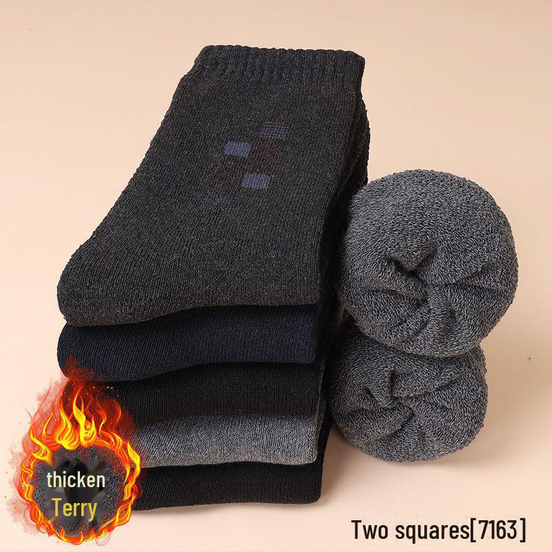 Men's Mid-Tube Velvet Thick Warm Socks (5-10 Pairs), Loose Totem Design for Autumn and Winter