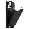 For iPhone 15 Plus Anti-Shock Case TPU+PU Leather+Metal Phone Cover with Card Holder
