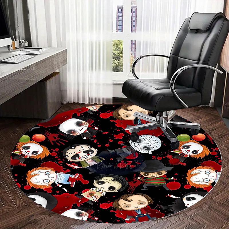 1pc Halloween Horror Characters Round carpet, Made of Polyester,Perfect for Decorating Office Chairs, Living Rooms,fplt181