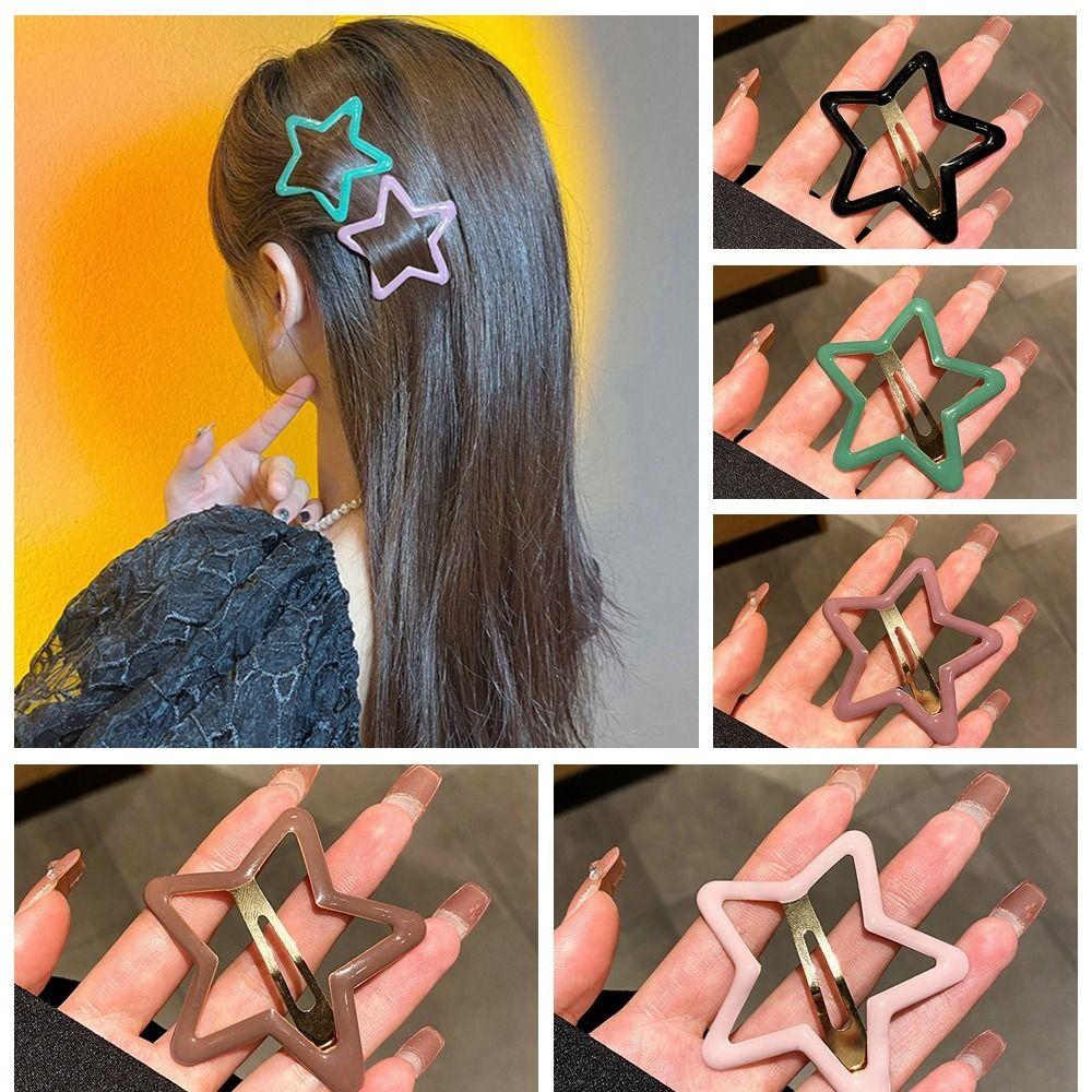 Zinc Zinc Alloy Side Barrettes Hollow Y2k Hairpin Personalized Star BB Hair Clip Female