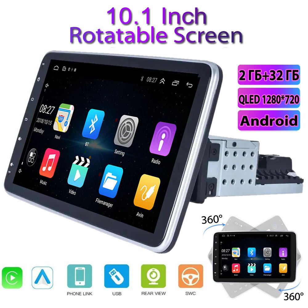 10.1"Android 1 DIN Autoradio Car Radio GPS for Universal Car Stereo Video Multimedia Player USB with Rotatable Screen Carplay