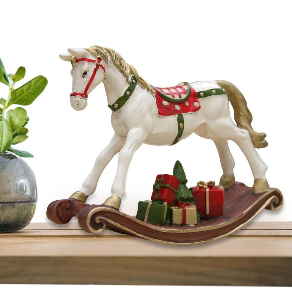Раскраска Рождественская лошадка-качалка Мультяшная лошадь Фигурка Модная смоляная статуэтка лошади Праздничный декор