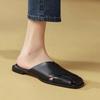 Great To Wear Bag Head Cool Slippers for Women Outside Summer Square Head Low Heel Flat Shoes Soft Leather Low Heel Fashion Half Slippers