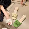 Fashion Shoes Ladies' Slippers Square Heel Slipers Women Med Luxury Slides Summer Block Designer Rome Scandals PU Hoof Heels
