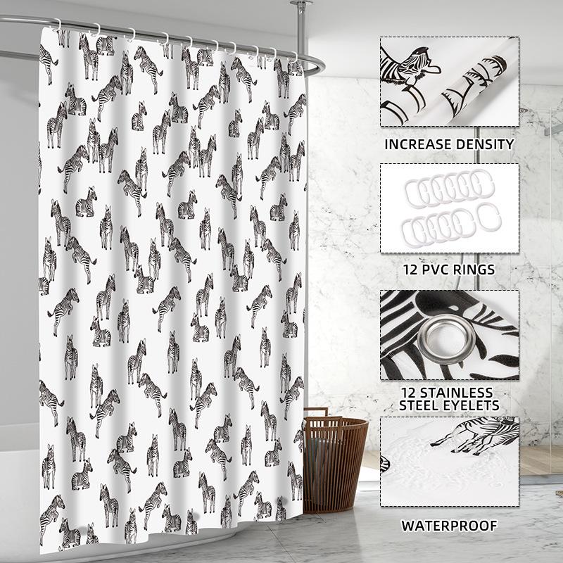3D-печатная шторка для душа из ПЭВА с крючками – Толстая, водонепроницаемая, устойчивая к плесени перегородка для ванной