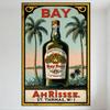 Винтажная металлическая жестяная вывеска Bay Rum - Тропические пальмы St. Томас У.И.. Декор для мужской берлоги, бара, дома, настенное искусство, Двойная перегонка рома А
