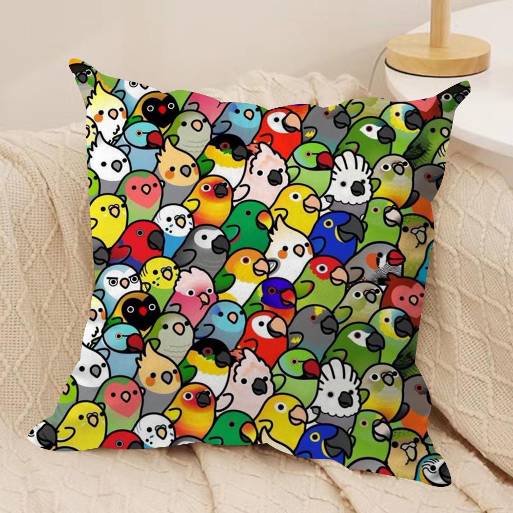 Cute Cockatiel Cushion Cover Silky Short Plush DoubleSided Printed Pillow Case for Sofa All Seasons Home Decor Gift