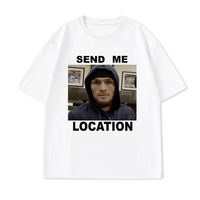 Unisexs Send Me Location Pattern Tshirt Black Hip Hop Unisex Shortsleeved Retro Street Y2k Casual Fashion Tops Clothing