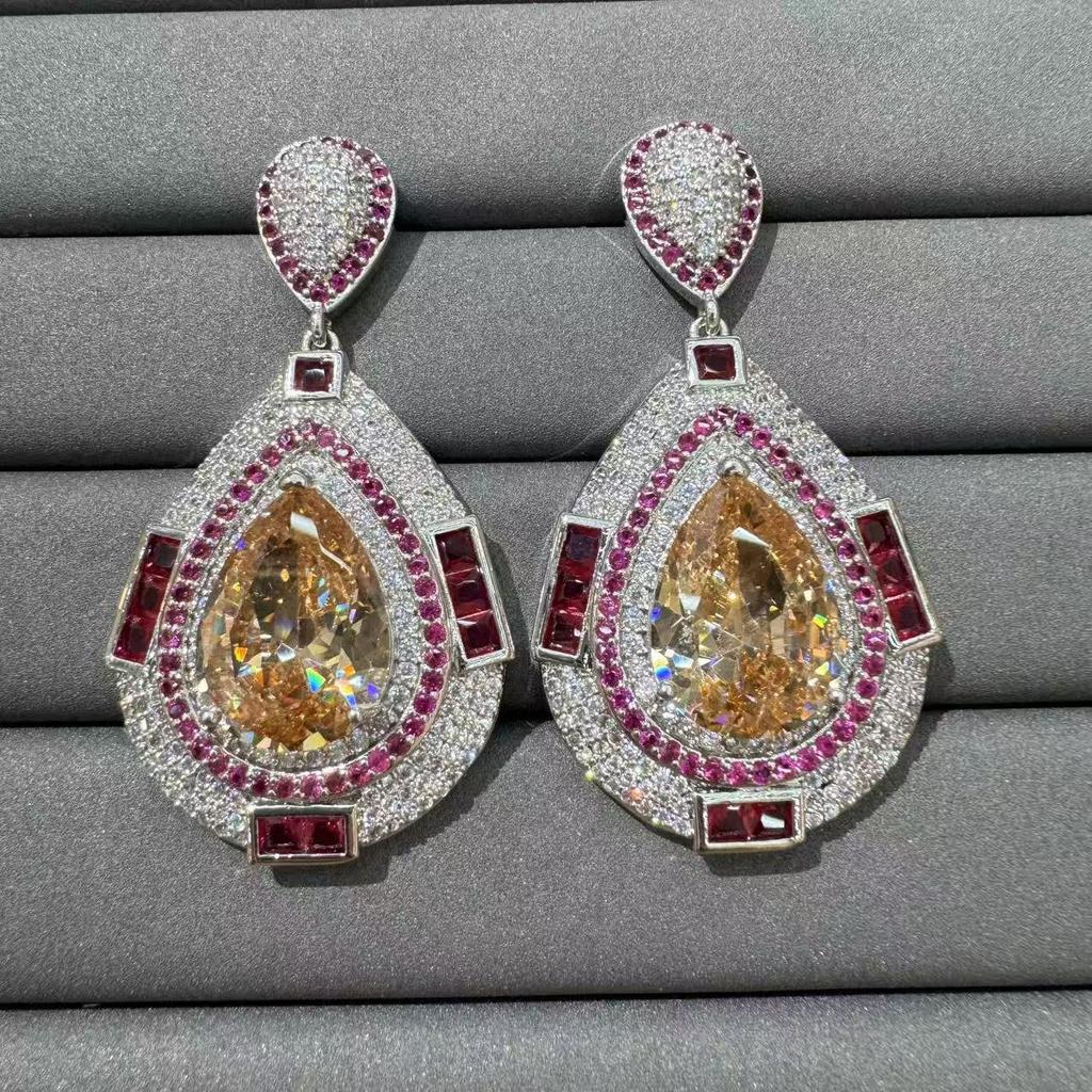 TIANSHE Film Festival Celebrity Same Style Heavy Industry Fashion Luxury Large Zircon Design Earrings
