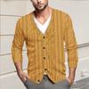 Мужская повседневная однобортная модная куртка-кардиган с длинными рукавами на пуговицах