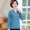New Chinese Mother Spring Knitted Sweater Women's Casual Middle-aged and Elderly Women's Spring and Autumn Long-sleeved Tops and Clothing