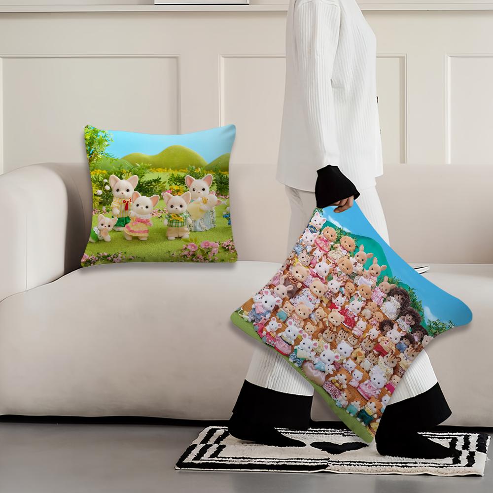 Милая мультяшная наволочка с S-Sylvanian family Подушка для гостиной Изголовье Офисная подушка Подушка для спальни Наволочка для подушки для дивана для сна