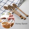 1Pc Wood Honey Dipper Sever Mixing Stick Spoon Honeycomb Heart Pattern
