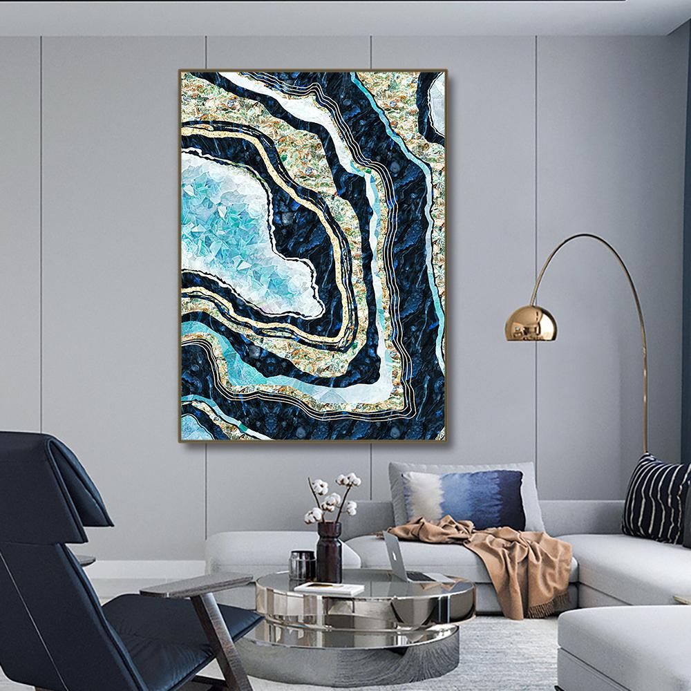 Скандинавская абстрактная зеленая мраморная текстура, настенная живопись на холсте, современная золотая фольга, постер с принтом, картина для украшения гостиной