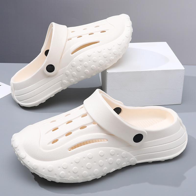Summer Men's Solid Color Non-slip and Wear-resistant Hole Shoes, Thick Soles Increase Height, Leisure and Comfort, Outdoor Beach