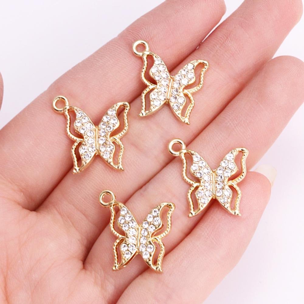 10Pcs Delicate Gold Color Zircon Flower Dragonfly Star Charms Pendants High Quality Diy Necklace Earrings Jewelry Accessories