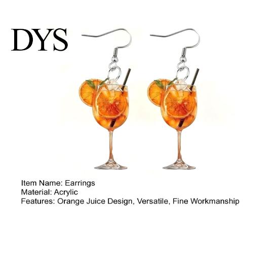 Серьги-подвески 1 пара Женские Дизайн Апельсиновый сок Летние Акриловые Подвеска Мишка Фестиваль Бокал для вина Шарм Крючок Украшения Аксессуары Подарок
