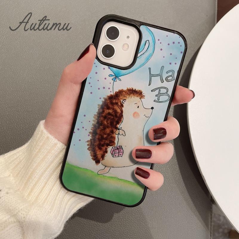 Hedgehog and Balloon Phone Case for iPhone 17 Air 15 16 16e 11 12 13 14 Pro Max Plus coque Fundas Shell