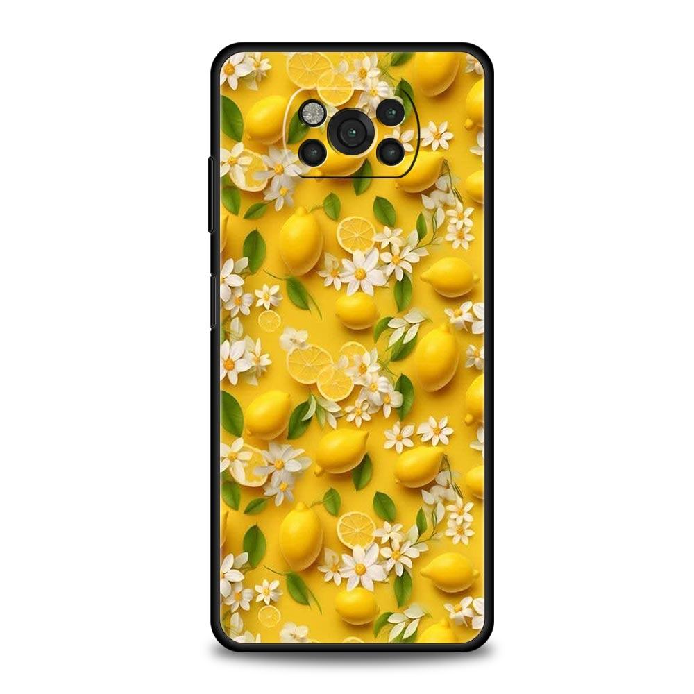 Летний чехол для телефона с принтом лимона и свежих фруктов для Xiaomi Poco F7 F6 F5 F4 F3 X6 X5 X4 X3 NFC F7 Ultra M4 C51 C55 GT Мягкая крышка из ТПУ