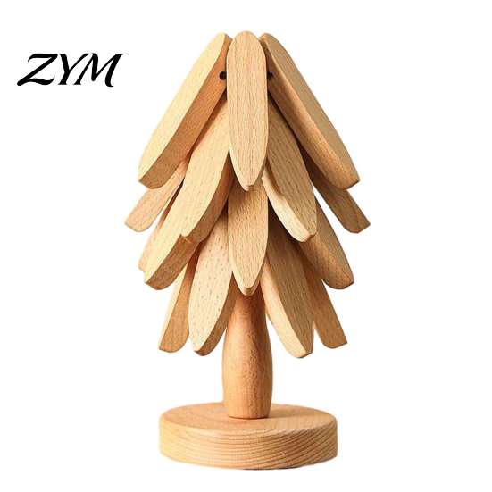 Heat Resistant Trivet for Kitchen Collapsible Wooden Trivets Hot Dishes, Christmas Tree Shaped Pot Mat Table, Wood Insulated Coaster Pots Holder
