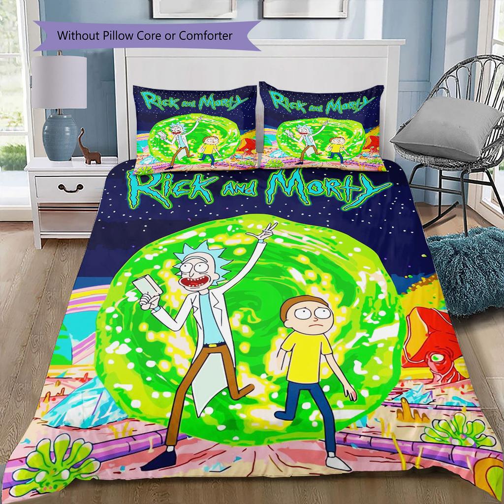 Ricky and Morty Printed Coreless Ultra-Soft Sheet Set, Multiple Sizes of Comfortable Bed Sheets, Bedroom Bedding Decoration