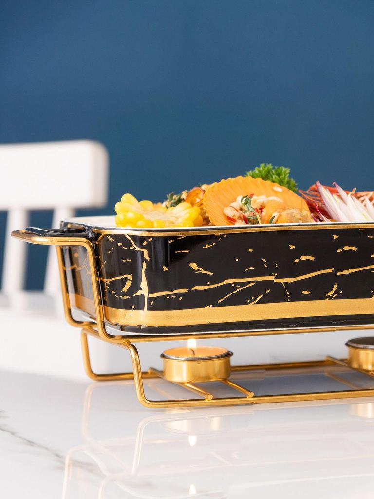 Керамический поднос Nordic с двумя ушками: Легкая роскошная посуда для выпечки, подогрева свечей или подачи супов и сухих блюд.