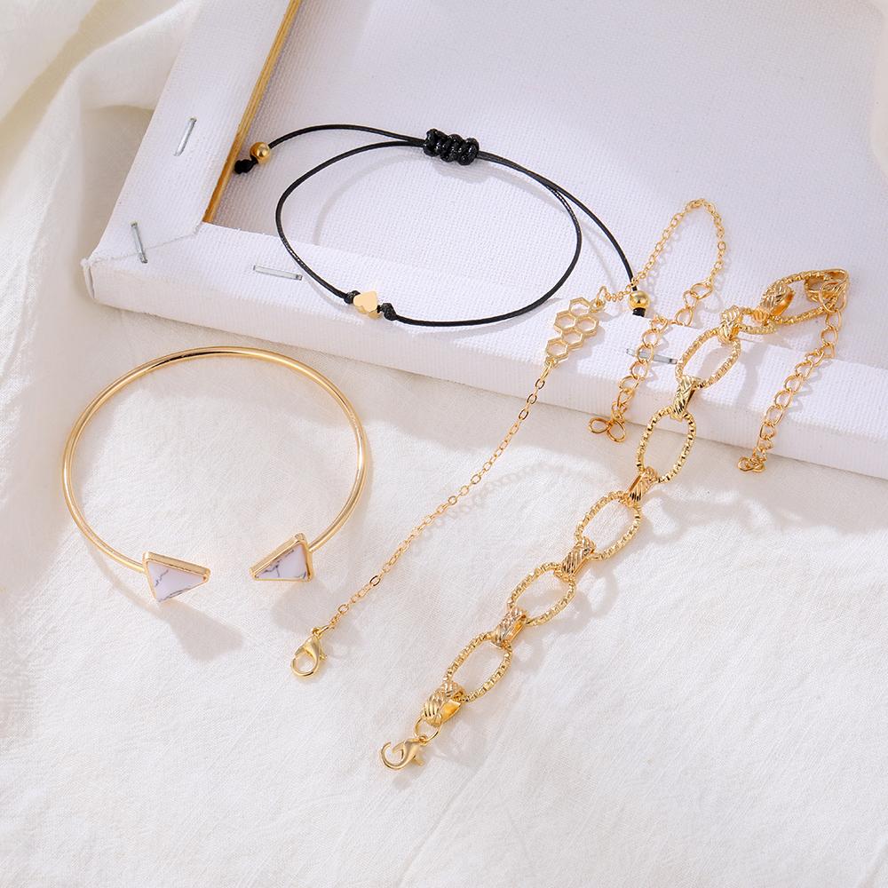 6 шт./компл., богемные женские винтажные роскошные блестки, простая золотая толстая цепочка, кристалл, замок, кулон, нестандартный браслет