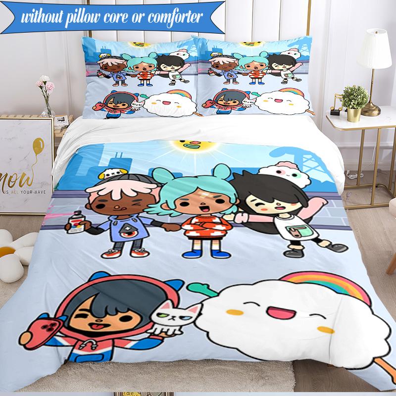 3PCS Vibrant World Of Toca Life Bedding Set 2D Printing (Includes 1 Duvet Cover + 2 Pillowcases Coreless), Bedroom decor,Fan gift