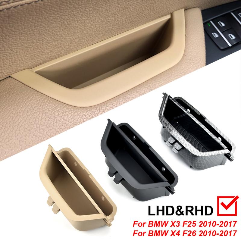 Black Beige Carbon Fiber Color Left Side Door Interior Inner Handle Pull Trim For BMW F25 F26 X3 X4 2011-2017 LH