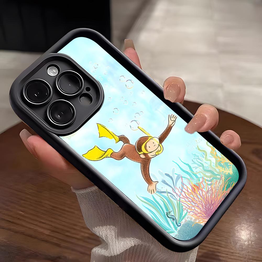 Чехол для телефона с обезьянкой Любопытный Джордж для iPhone 17 Pro Max 15 Pro 16 14 Plus 12 13 Mini 11 Pro, противоударный, мягкий
