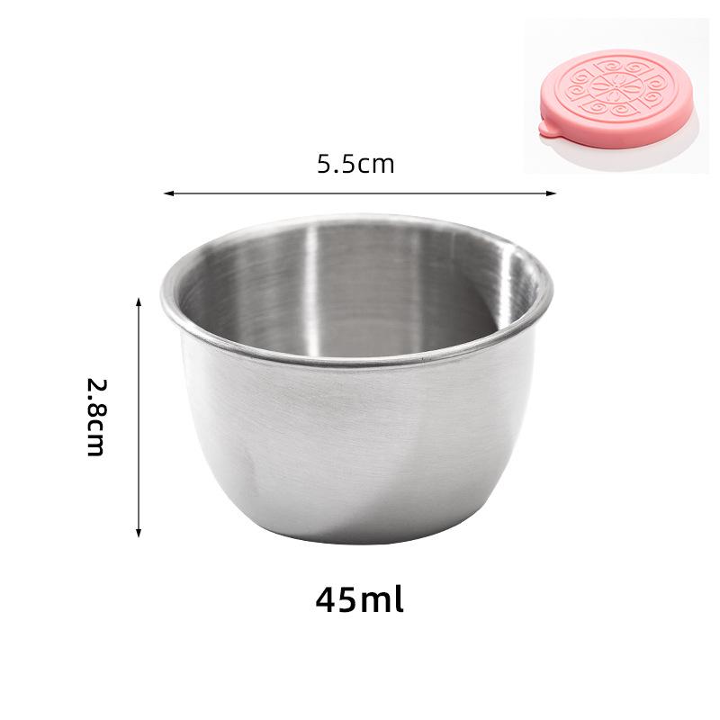 304 Stainless Steel Mini Sauce Cup with Sealed Silicone Lid for Outdoor Salad Dipping