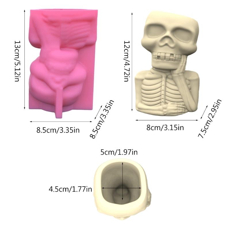 Череп человек гипсовая силиконовая форма суккуленты бетонная ваза для цветов гипсовая цементная форма глиняная форма форма для подсвечника