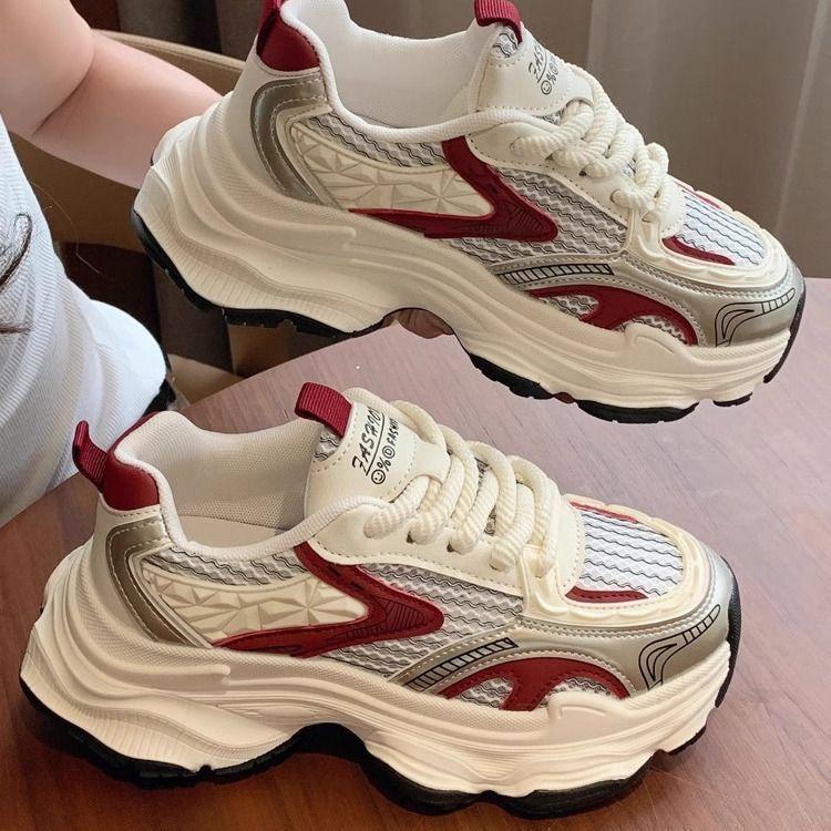 Покажите маленькие ножки, высокая ценность, толстая подошва для увеличения роста, женские кроссовки в стиле «папа», весенне-осенние универсальные модные повседневные женские туфли