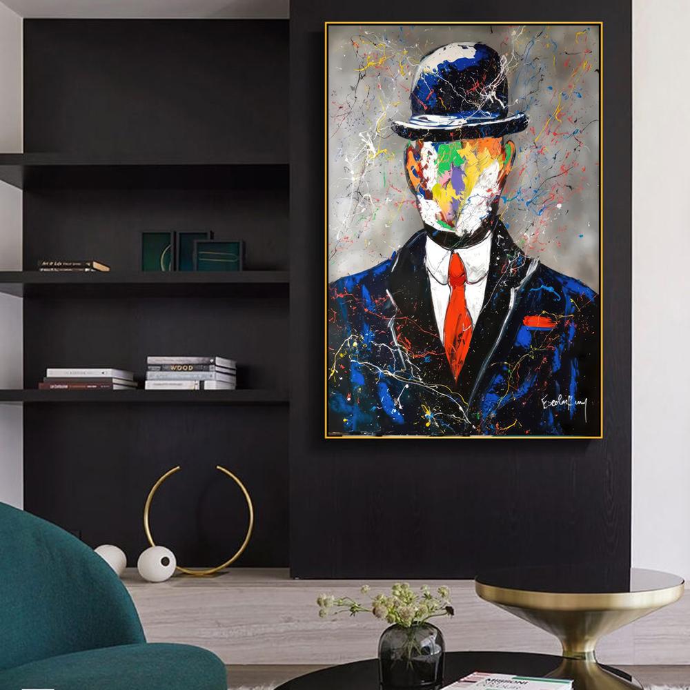 Абстрактные граффити, уличное искусство Магритта, знаменитый холст, живопись, постеры, портретные принты Сына Человеческого, поп-картины Куадрос для украшения гостиной